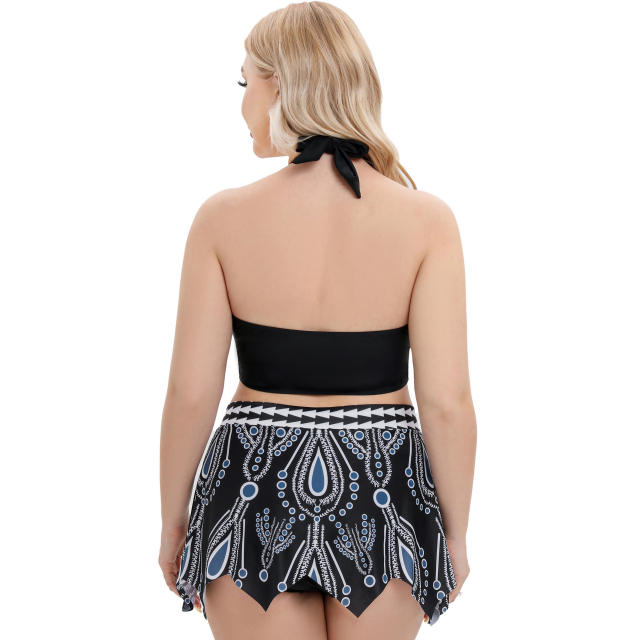 High neck plus size two piece swimsuit