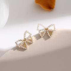 knotbow pearl stud earrings