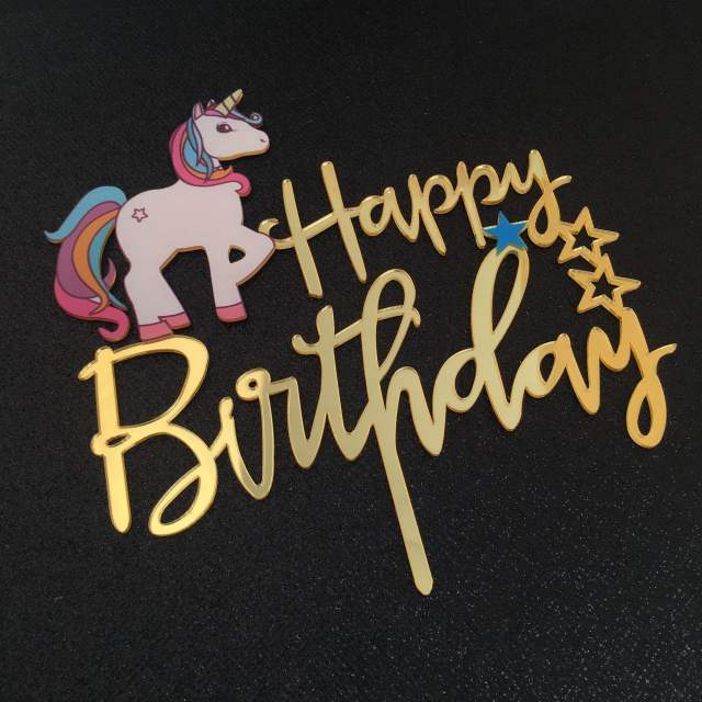 Unicorn happy birthday cake toppers