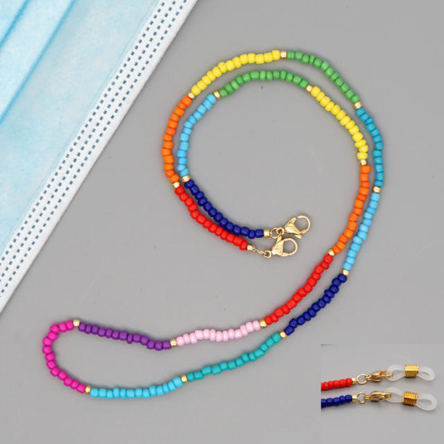 Colored seed beads mask glasses chain