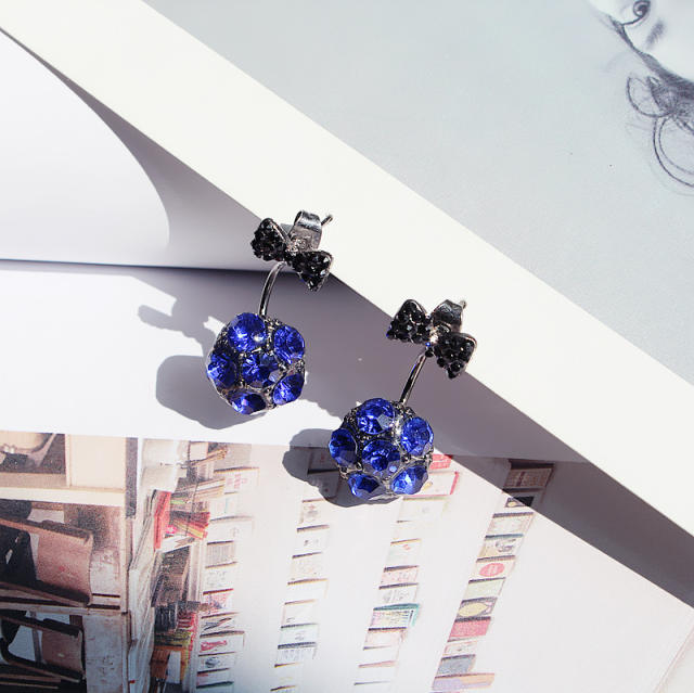 Fashion crystal bow jacket earrings