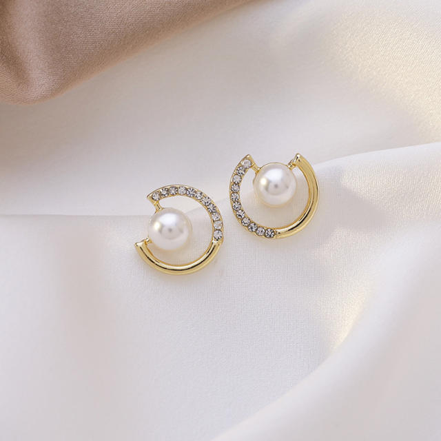 S925 silver needle pearl stud earrings