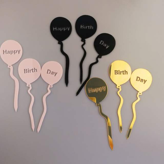 3pcs set  happy birthday balloon cake toppers