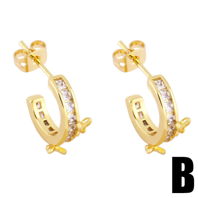 Diamond and shell open hoop earrings