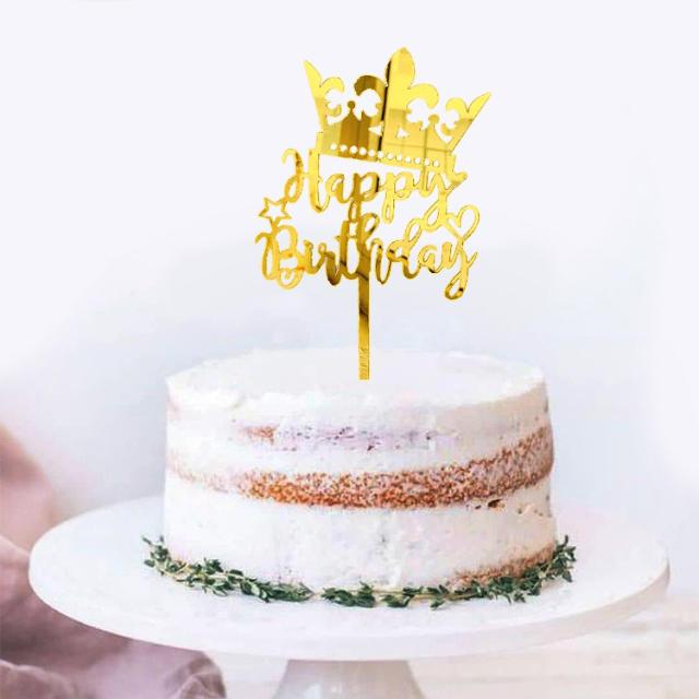 Rose gold color happy birthday cake toppers