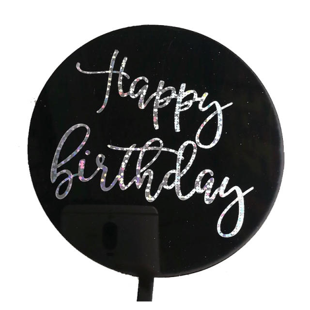 Round shape happy birthday cake toppers