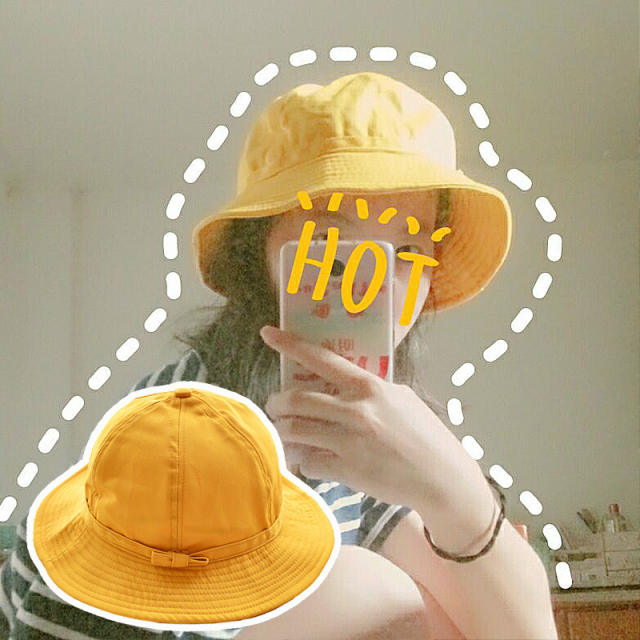 Yellow bow-knot bucket hat