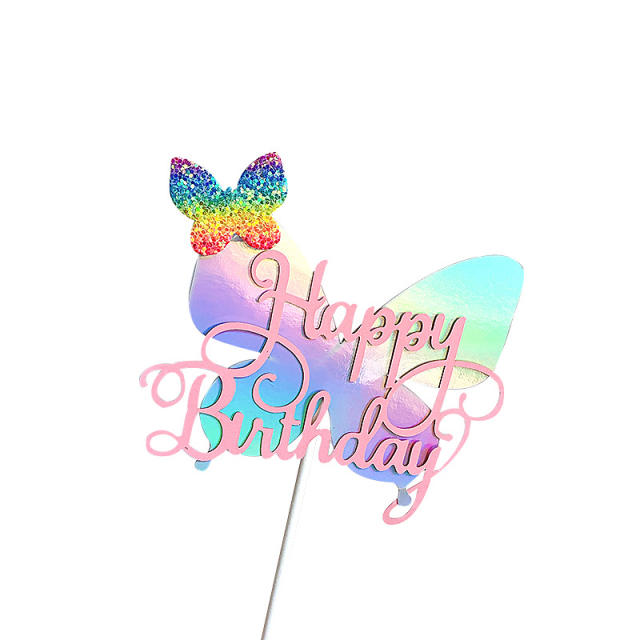 Color butterfly happy birthday cake toppers