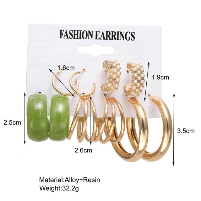 Fashion pearl earrings suit 5 pairs