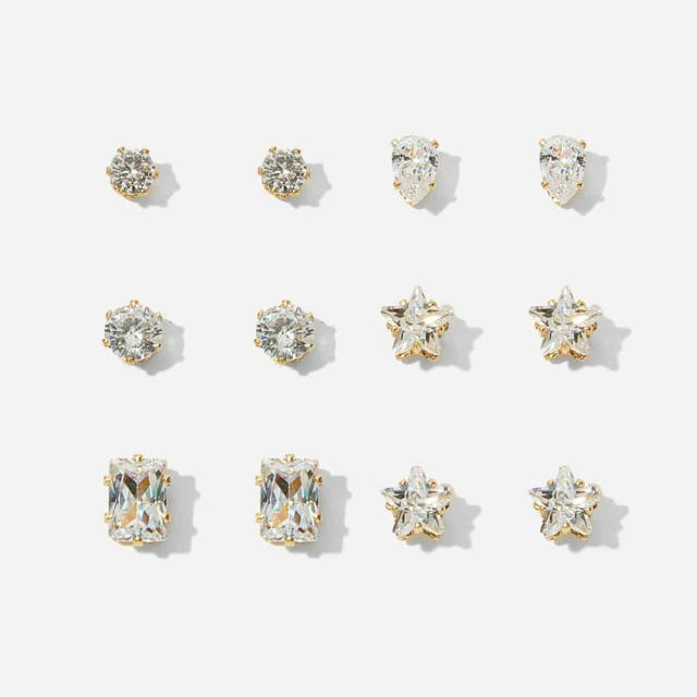 Diamond Earings Set 6 pairs