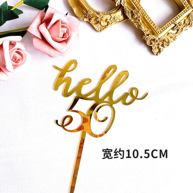 Acrylic gold color cake toppers