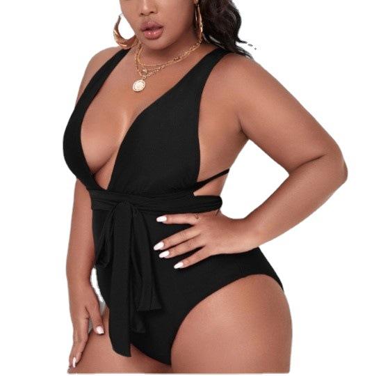 Solid color plus size swimsuit