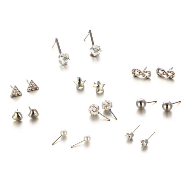 Zircon crystal earings set 9 pairs