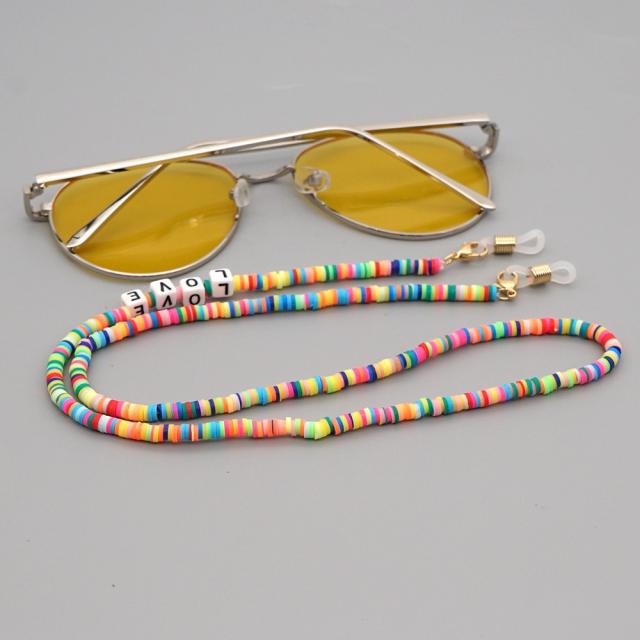 Boho heishi beads love letter mask glasses chain