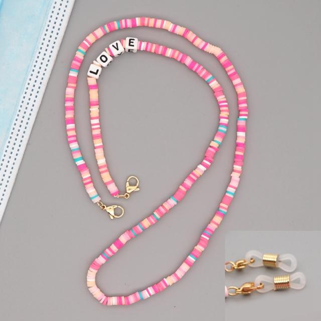 Boho heishi beads love letter mask glasses chain