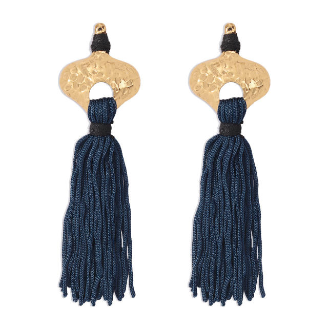 Bohemian long-style thread tassel earrings