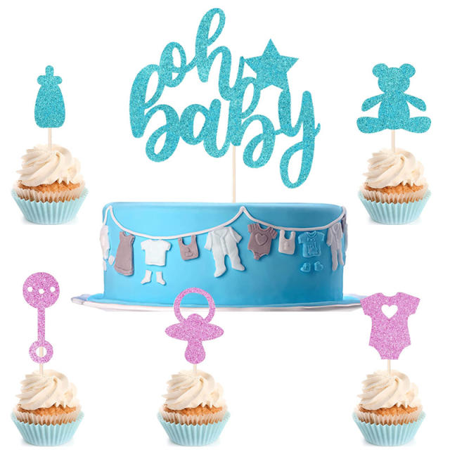 Oh baby birthday party cake toppers