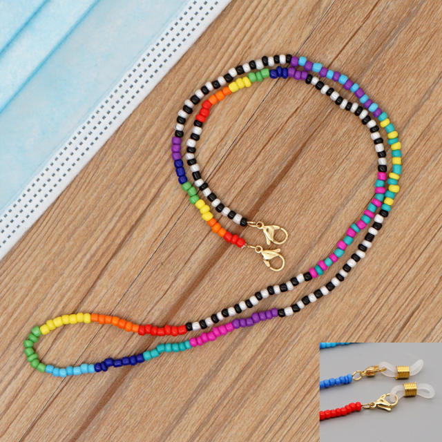 Colored seed beads mask glasses chain