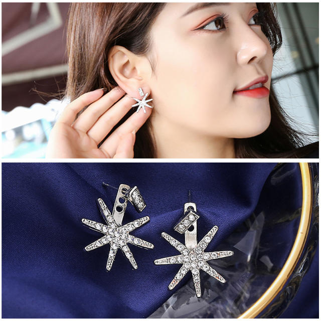 Fashion rhinestone snowflake jacket earrings