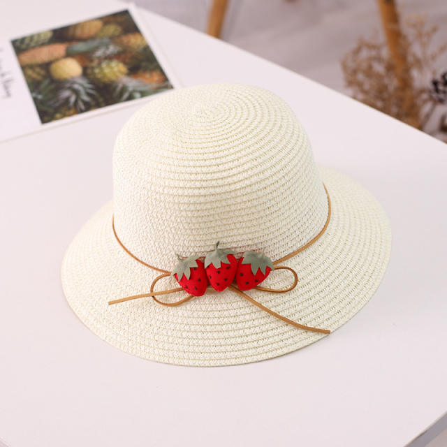 Cute strawberry straw bucket hat