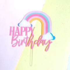 Creative rainbow happy birthday cake toppers