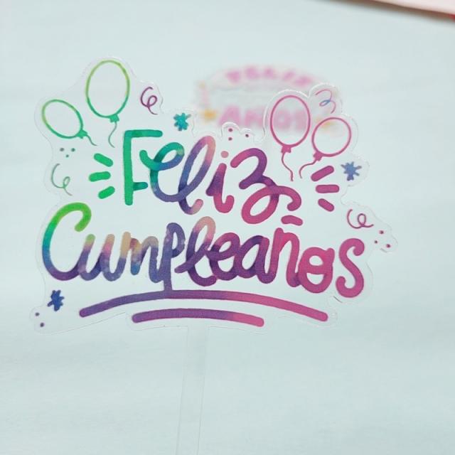 Feliz Cumpleanos color cake toppers