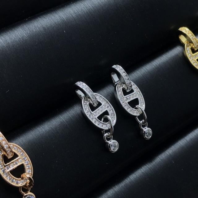 Fashion Diamond farandole pendant 925 silver earrings