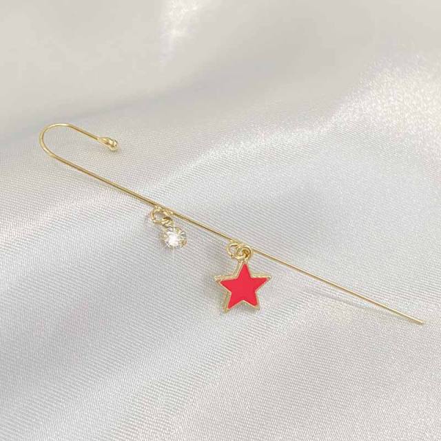 Fashion shell starfish zircon alloy ear pin