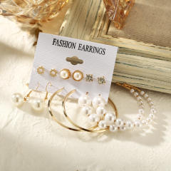 Acrylic Pearl Tassel Earrings Set 6 pairs