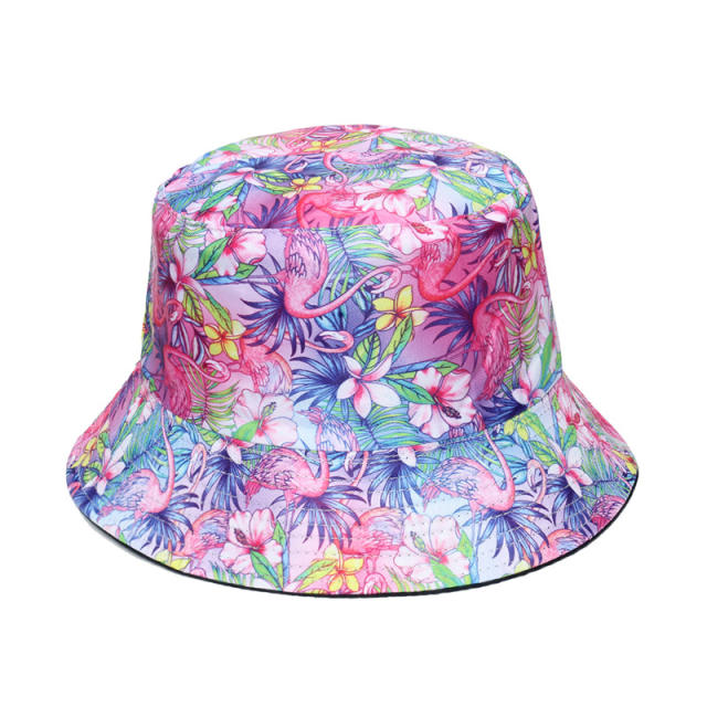 Leaf printed bucket hat