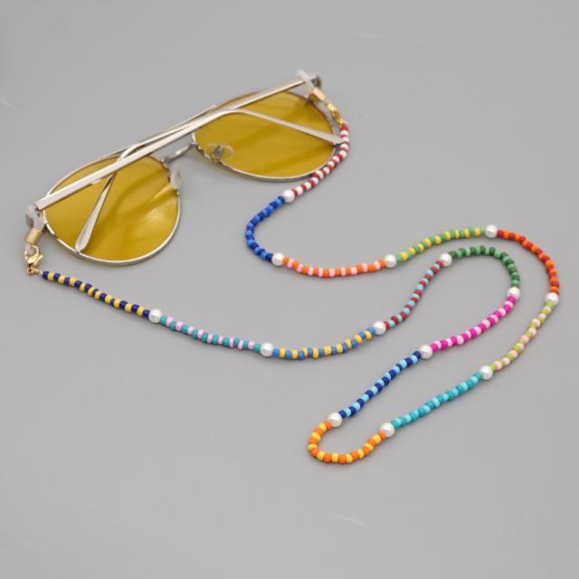 Seed beads pearl boho glasses chain