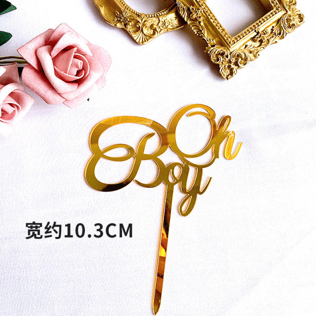 Acrylic gold color cake toppers