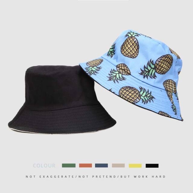 Printed fruit pattern bucket hat