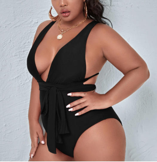 Solid color plus size swimsuit