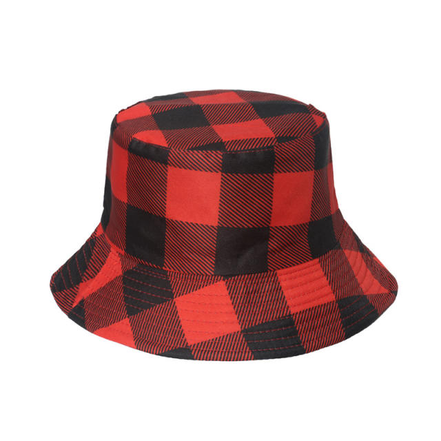 Chessboard plaid bucket hat