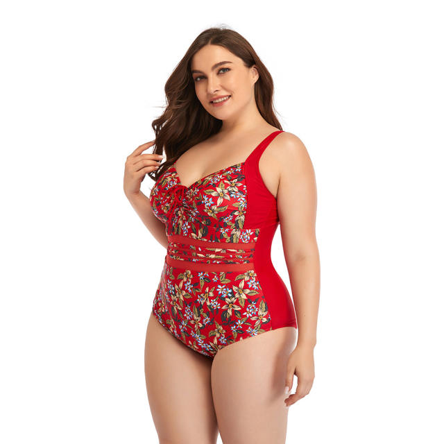 Plus size one piece floral swimsuits