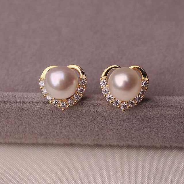 S925 silver needle pearl stud earrings