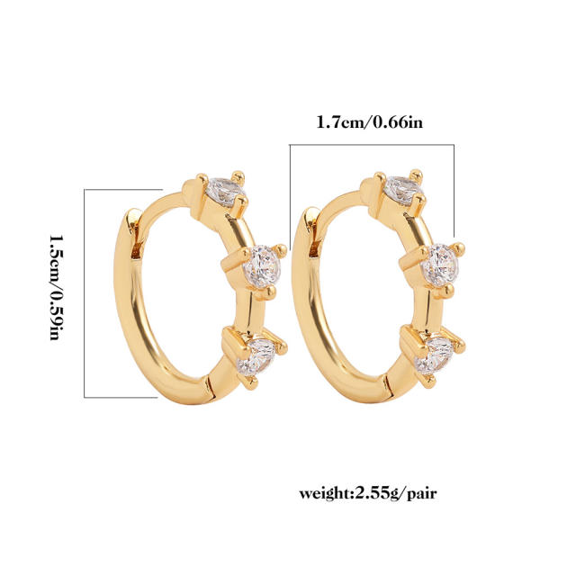 Fashion heart cubic zirconia huggie earrings