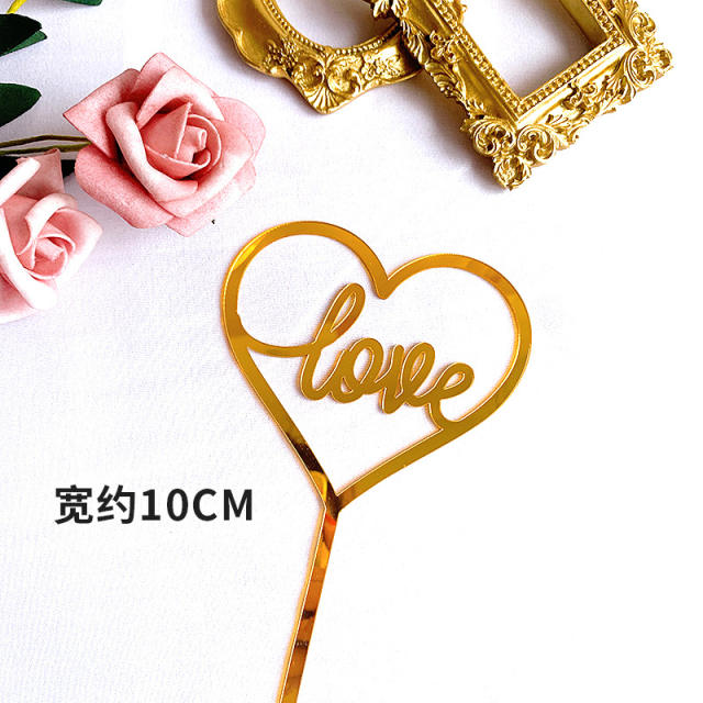 Acrylic gold color cake toppers