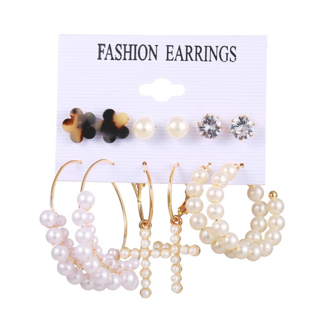 Acrylic pearl earring eardrop Set 6 pairs