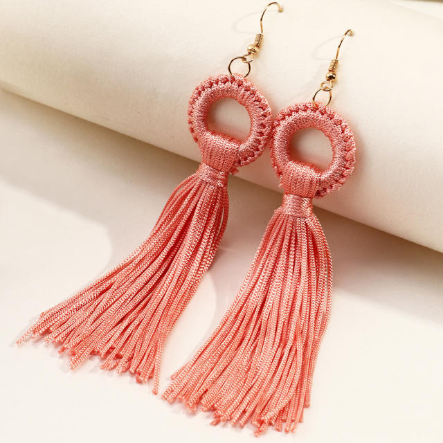 Bohemian long-style thread tassel earrings