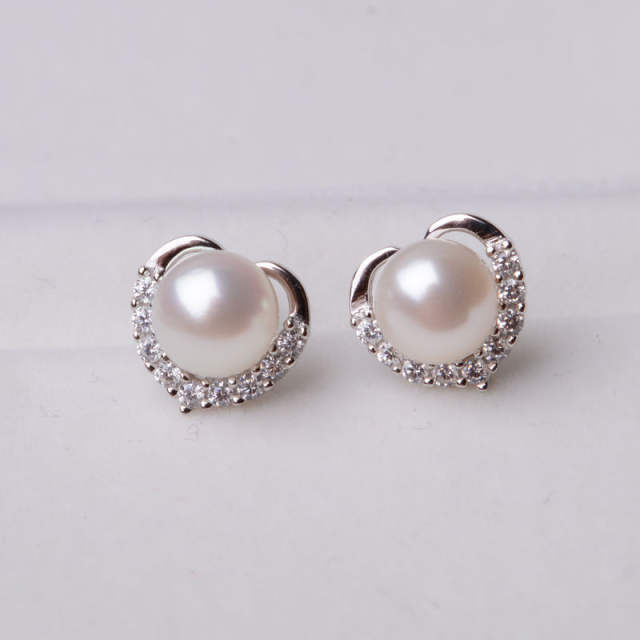 S925 silver needle pearl stud earrings