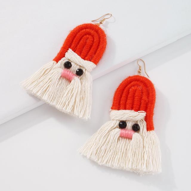 Santa Claus thread tassel earrings