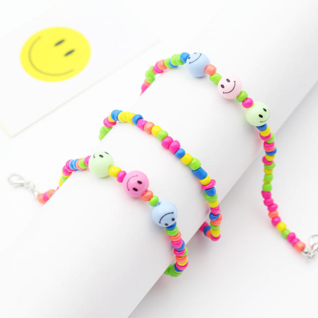 Boho seed beads smile face glasses chain