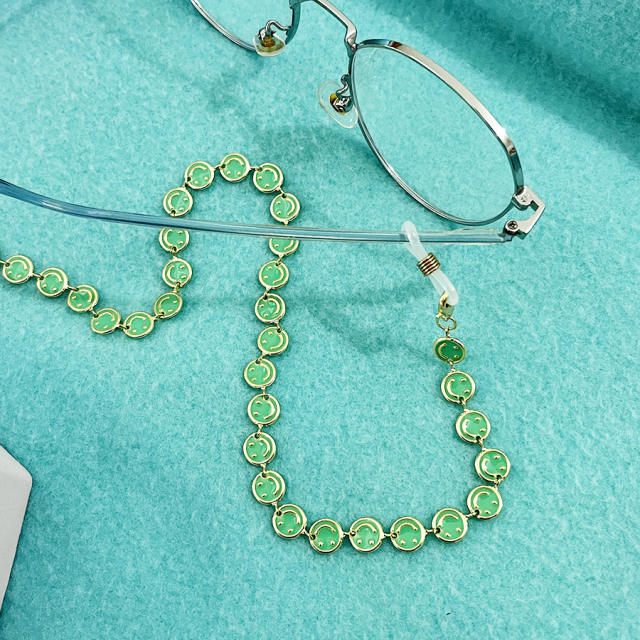 Dripping smiley face glasses chain