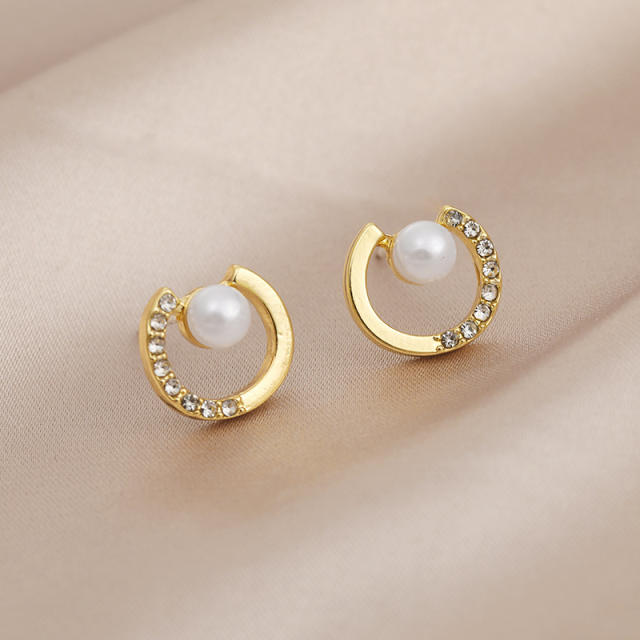 S925 silver needle pearl stud earrings