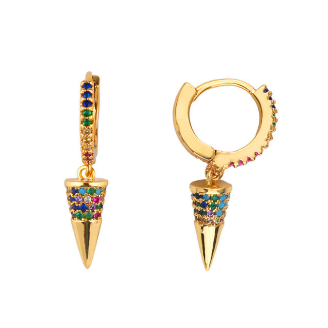Fashion inlaid color zircon cross earrings