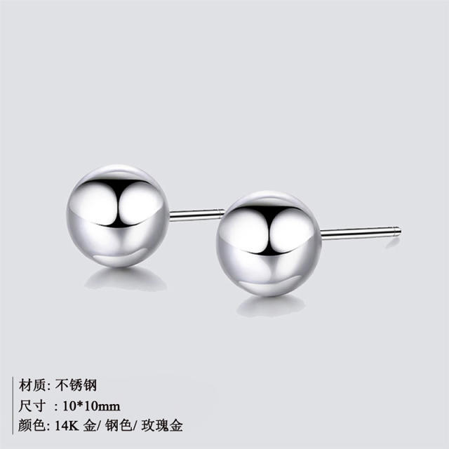 Stainless steel bead ear studs