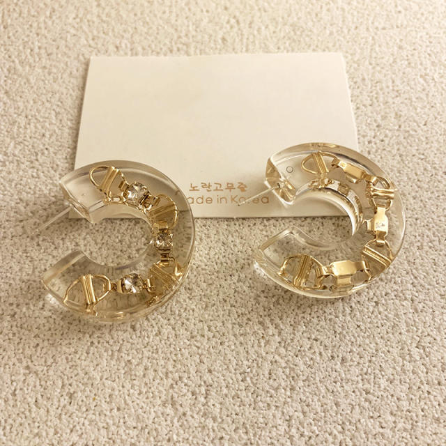 C- shaped hoop earrings 925 silver needle