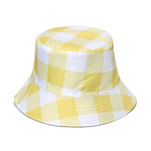 Chessboard plaid bucket hat